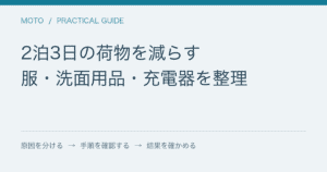 2泊3日の荷物を減らす / 服・洗面用品・充電器を整理